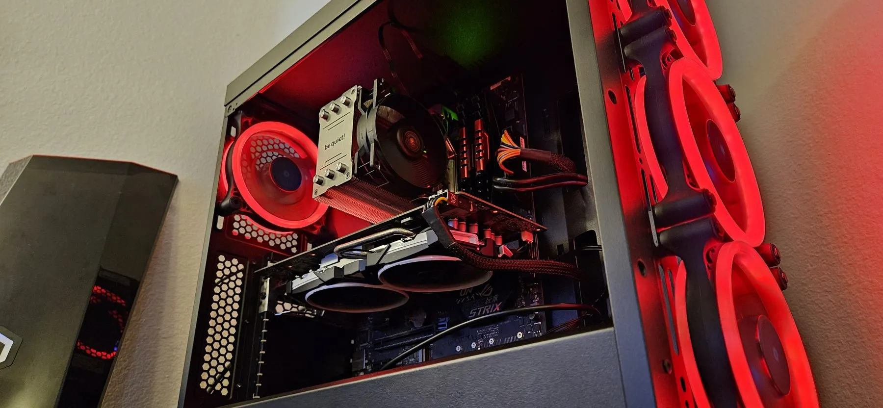 Angled view of the red-lit interior with the RX 580