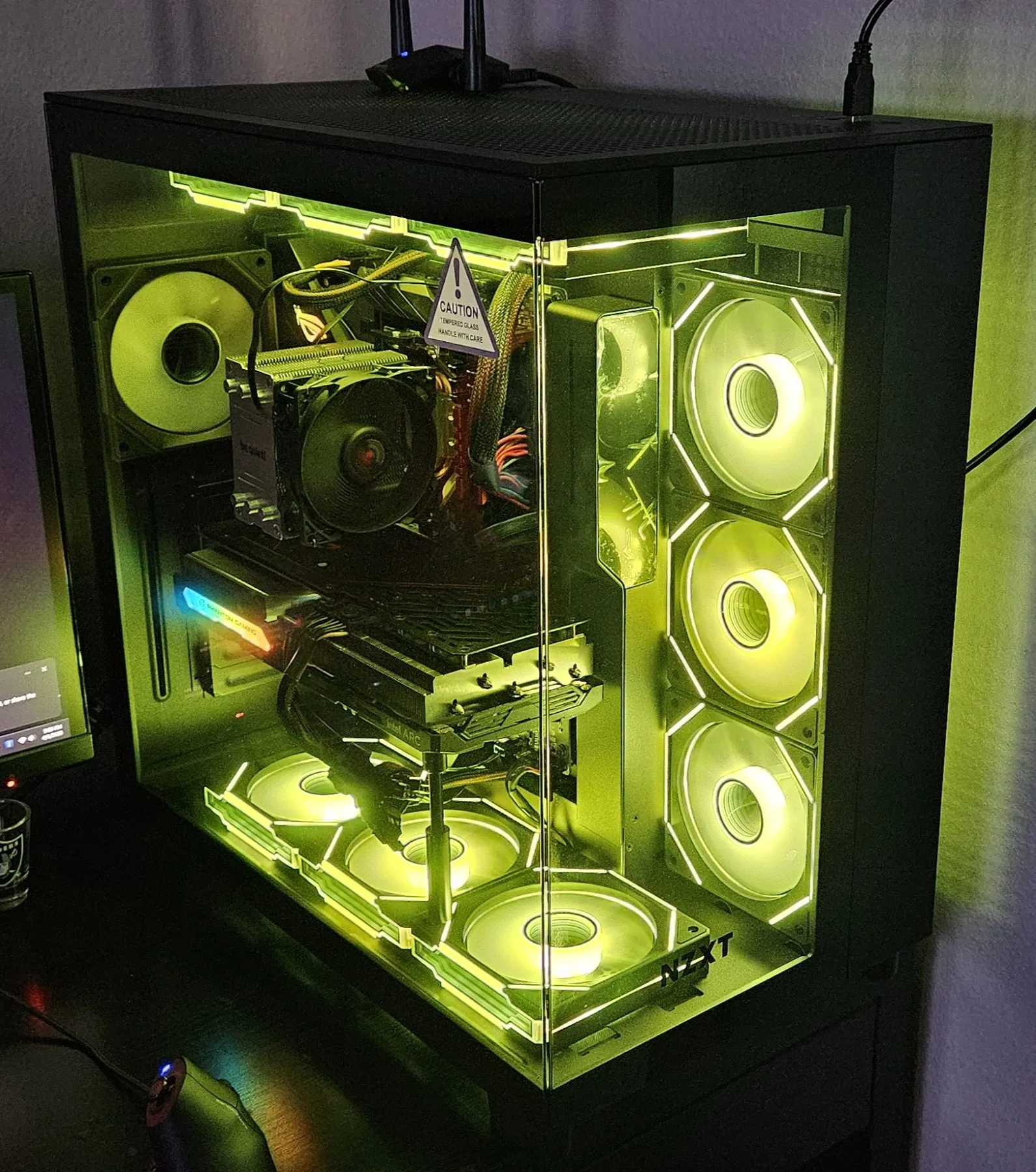 The H9 build lit green
